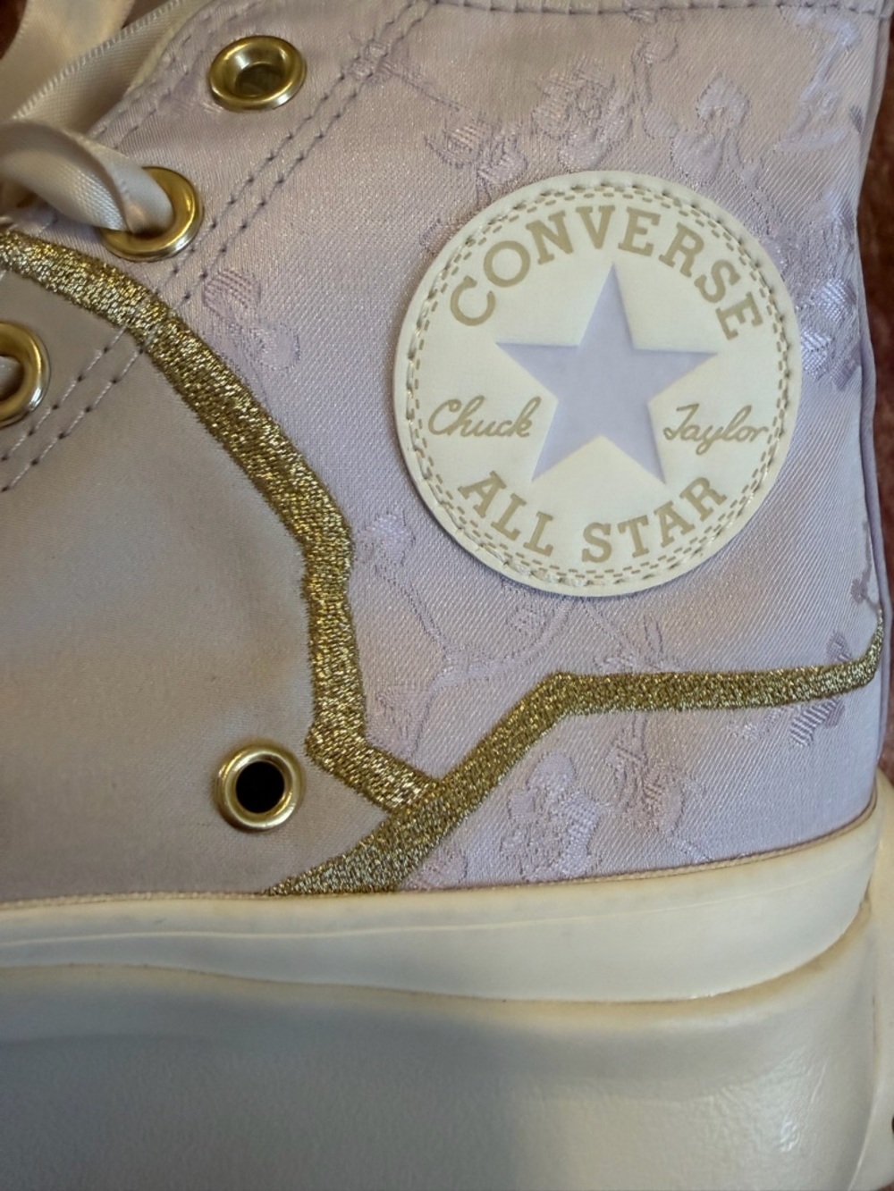 Brand new! One of a kind Converse High Top Sneakers in Lavender & Cream - Picture 8 of 10